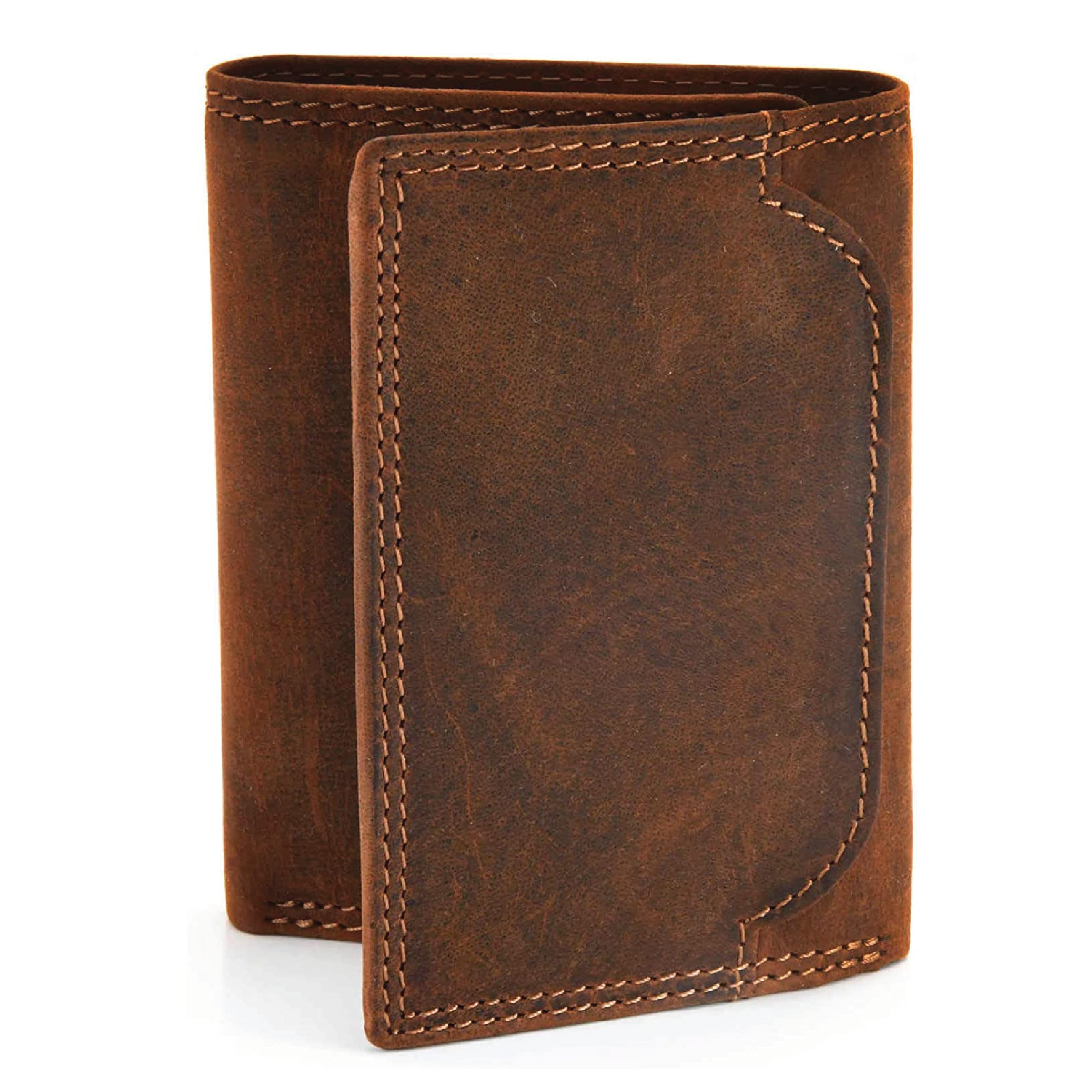 Style n Craft Trifold Leather Wallet, Full-Grain Leather Wallet for Men and Women, RFID-Protected Wallet with Multiple Card Holders, 2 Tone Vintage Effect, Brown (300790-BR)
