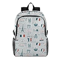 ALAZA France and Paris Theme with Inscriptions Lightweight Weekender Bag Backpack Daypack