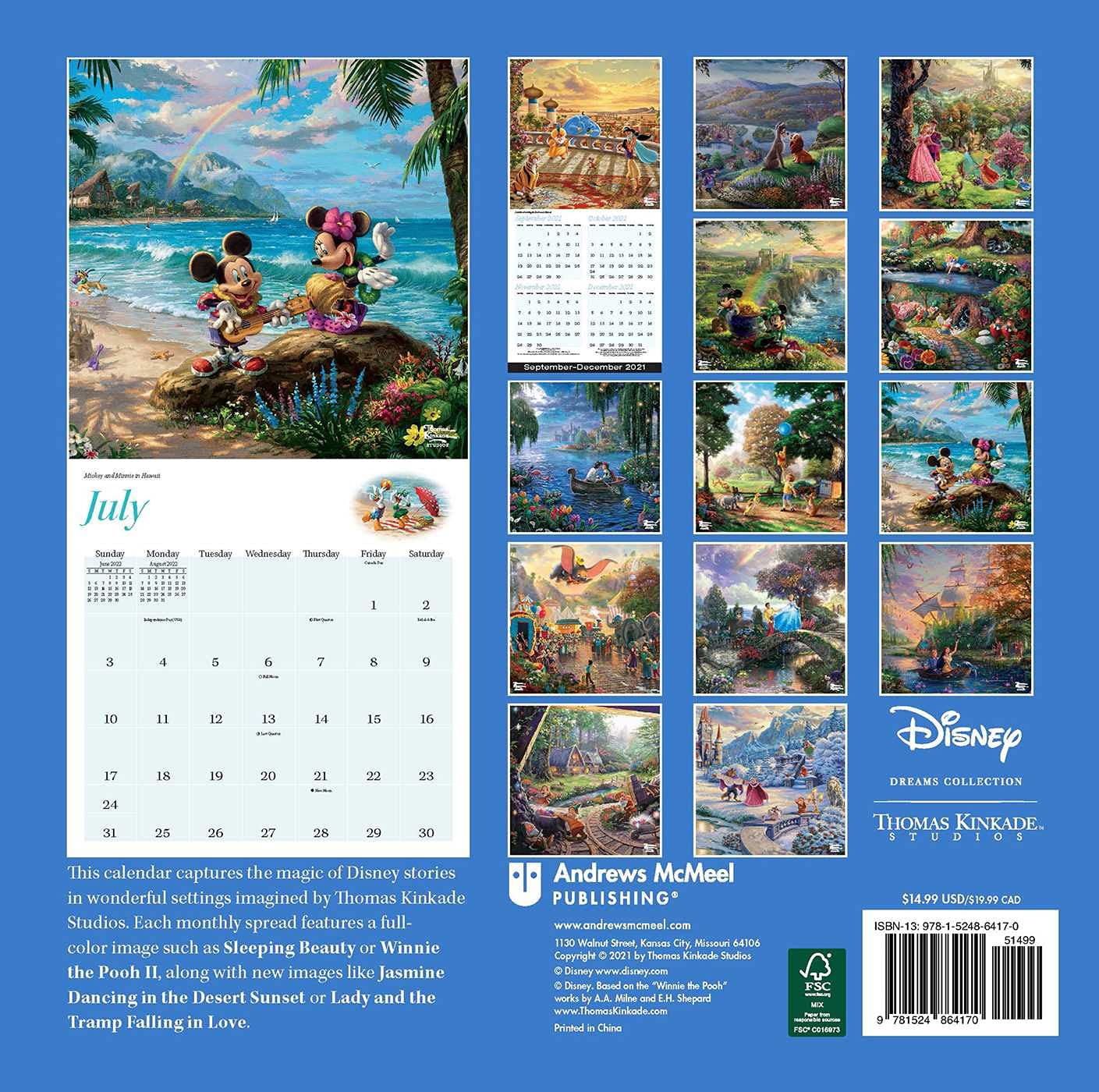 Disney Dreams Collection by Thomas Kinkade Studios: 2022 Wall Calendar