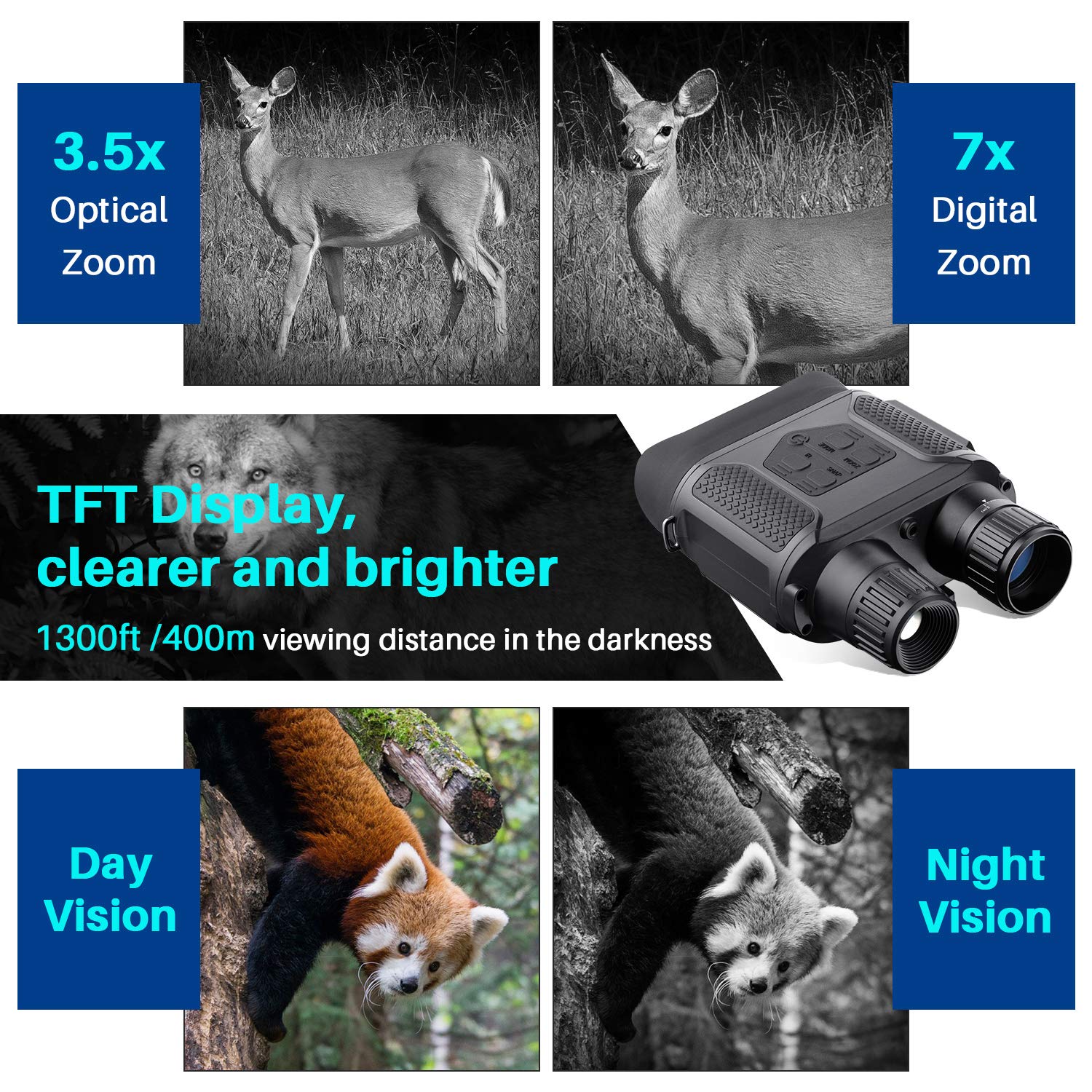 Digital Night Vision Binoculars for Complete Darkness with 7X Digital Zoom 32 GB Memory Card for Photo and Video Storage- Infrared Night Vision Goggles for Adults Night Hunting, Surveillance