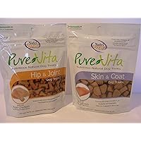 Pure Vita Dog Treats Bundle of 2-6 oz Bags - Salmon Skin & Coat and Chicken Hip & Joint