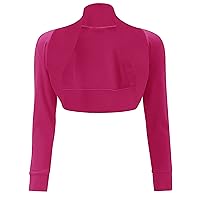 asfashion online Ladies Long Sleeve Jersey Bolero Womens Cover Up Shrug Layering Top Sizes UK 8-14