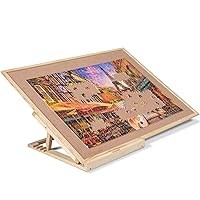 Becko US Puzzle Board with 4 Angle Adjustable Bracket/Stand, Wooden Puzzle Table with Premium Smooth Flannel Surface, Lightweight & Portable, Used Horizontally/Vertically for 1500 Piece Jigsaw Puzzles