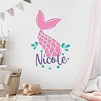 Mermaid Wall Decal - Custom Name Wall Decor - Personalized Name Sticker - Wall Decals for Girls Bedroom - Mermaid Tail Decal Nursery Decor