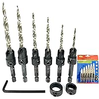Countersink Drill Bit Set 5 Pc #4#6#8#10#12 Tapered Drill Bit for  Woodworking
