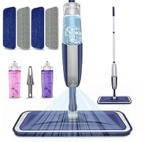 Wet Dust Mops for Hardwood Floor Cleaning - MEXERRIS Microfiber Spray Mops with 4X Reusable Washable Pads 2X Bottles Wood Floor Mops with Spray Home Commercial Use for Hardwood Laminate Tiles Floors