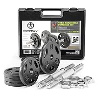 Marcy Adjustable Cast Iron Dumbbell Set with Case, Plates, Handles and Collars ADS-42, Chrome, 40 lb.