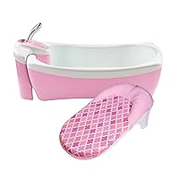 Summer Infant Lil Luxuries Whirlpool Bubbling Spa & Shower (Pink) Luxurious Baby Bathtub with Circulating Water Jets, 2 Piece Set (Pack of 1)