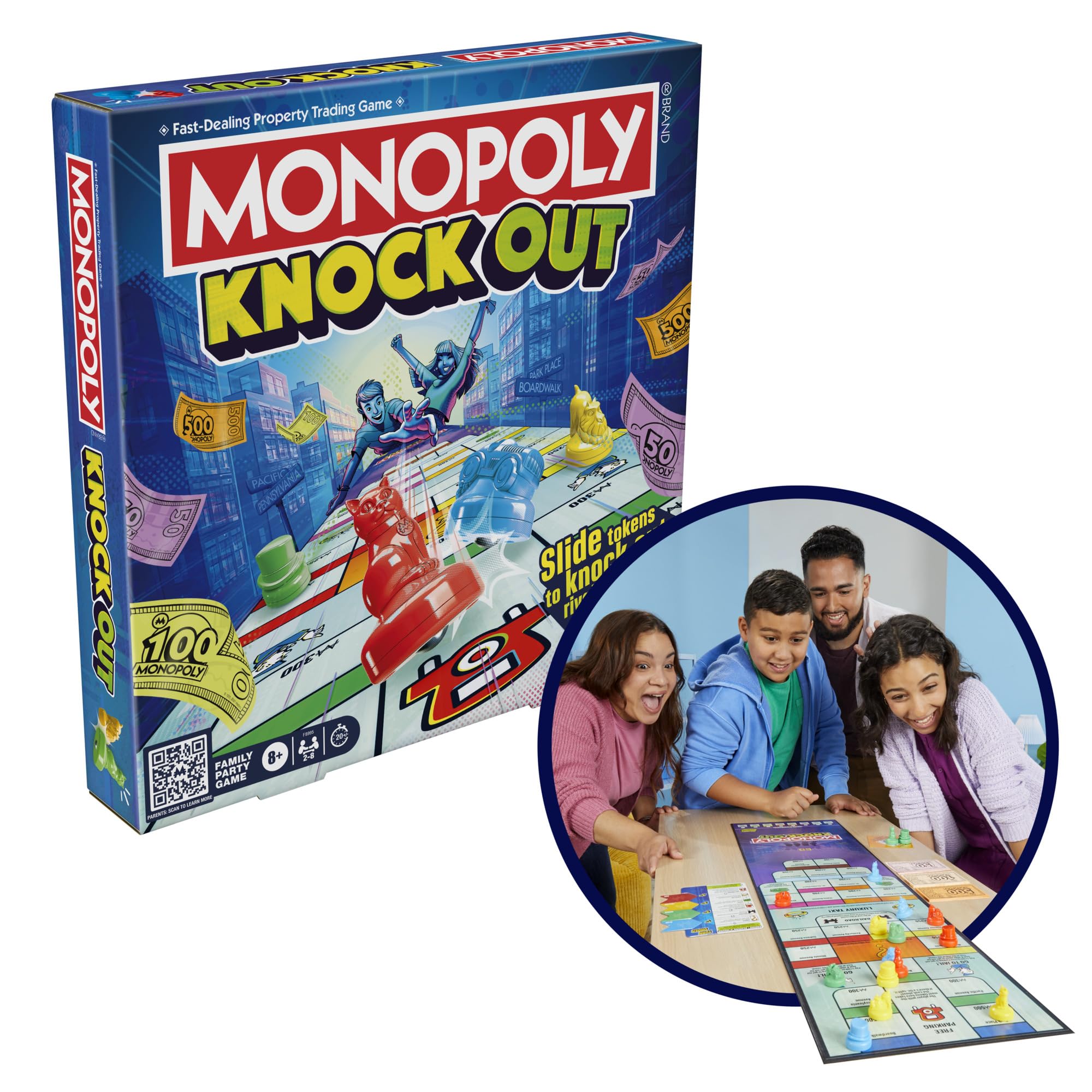 Monopoly Knockout Family Party Game for Kids, Teens, and Adults | Ages 8 and Up | 2-8 Players | 20 Mins. Average | Quick-Playing Board Games