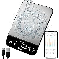 Luminary 22lb Food Nutrition Bluetooth Kitchen Digital Scale, Waterproof, Rechargeable, Ounces and Grams for Weight Loss, Cooking, 304 Stainless Steel