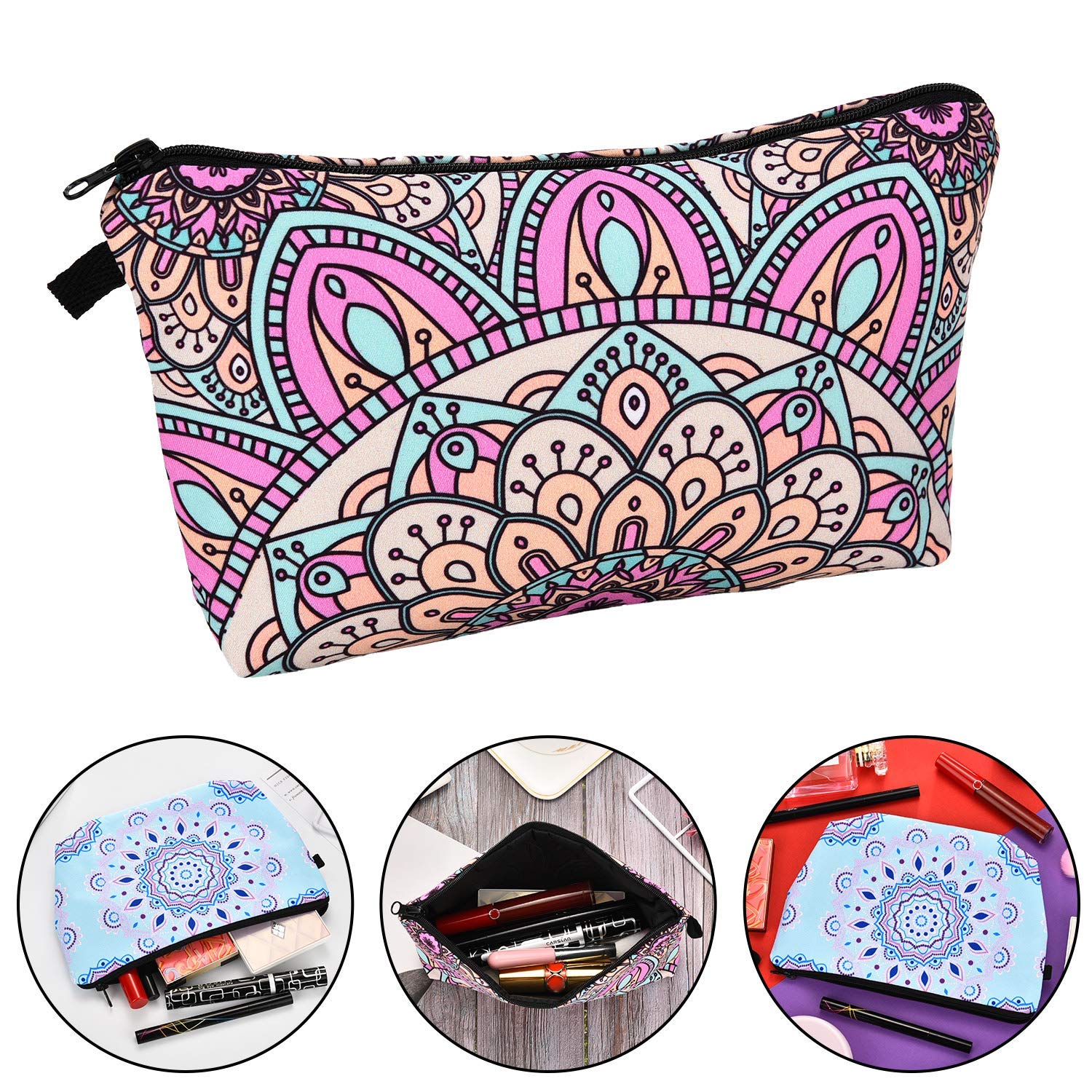 Chuangdi 6 Pieces Makeup Bag Toiletry Pouch Waterproof Cosmetic Bag with Zipper Travel Packing Bag 8.7 x 5.3 Inch Small Cosmetic Bag Accessory Organizer for Women and Men (Multicolor Style)