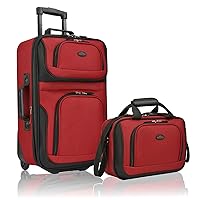 U.S. Traveler Rio Rugged Fabric Expandable Carry-On Luggage Set, Red, 2 Count(Pack of 1)