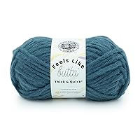 Lion Brand Yarn Feels Like Butta Thick & Quick Super Bulky Yarn for Knitting, 1 Pack, Orion Blue