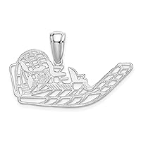 925 Sterling Silver Nautical Boating Charm, Polished Cut-out Flat Airboat Pendant