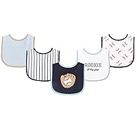 Luvable Friends Unisex Baby Cotton Terry Drooler Bibs with PEVA Back, Baseball, One Size