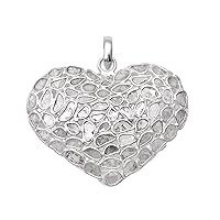 2.00 CTW Natural Diamond Polki Full Heart Pendant 925 Sterling Silver Platinum Plated Slice Diamond Jewelry