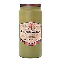 Manly Indulgence Rugged Terrain Scented Jar Candle for Men, Adventure Collection, Green, 15 oz - Up to 60 Hours Burn, Soy Blend Wax, USA Poured