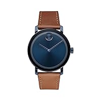 Movado Bold 3600806 Evolution Men's Ionic Plated Blue Steel Case and Cognac Leather Strap Color: Brown