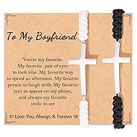 Tarsus Matching Cross Couples Bracelets for Boyfriend Husband Girlfriend Wife Men Women Adults - Easter Christmas Valentines Day Anniversary Birthday Gift