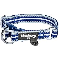 Blueberry Pet 3M Reflective Dog Collars | Adjustable Dog Collar w/Multi-Colored Stripe - Blue and White | Nylon Pet Collars for Dogs & Refflective Dog Collar for Small Dogs