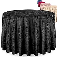 Elegant Round Tablecloth - 90 Inch, Made With Fine Crushed-Velvet Material, Beautiful Ebony - Black Tablecloth With Durable Seams, Round Table Cover Great for Weddings, Parties, Baby Showers & Events