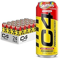 Cellucor C4 Energy Drink, Skittles, Carbonated Sugar Free Pre Workout Performance Drink with no Artificial Colors or Dyes, 16 Oz, Pack of 24