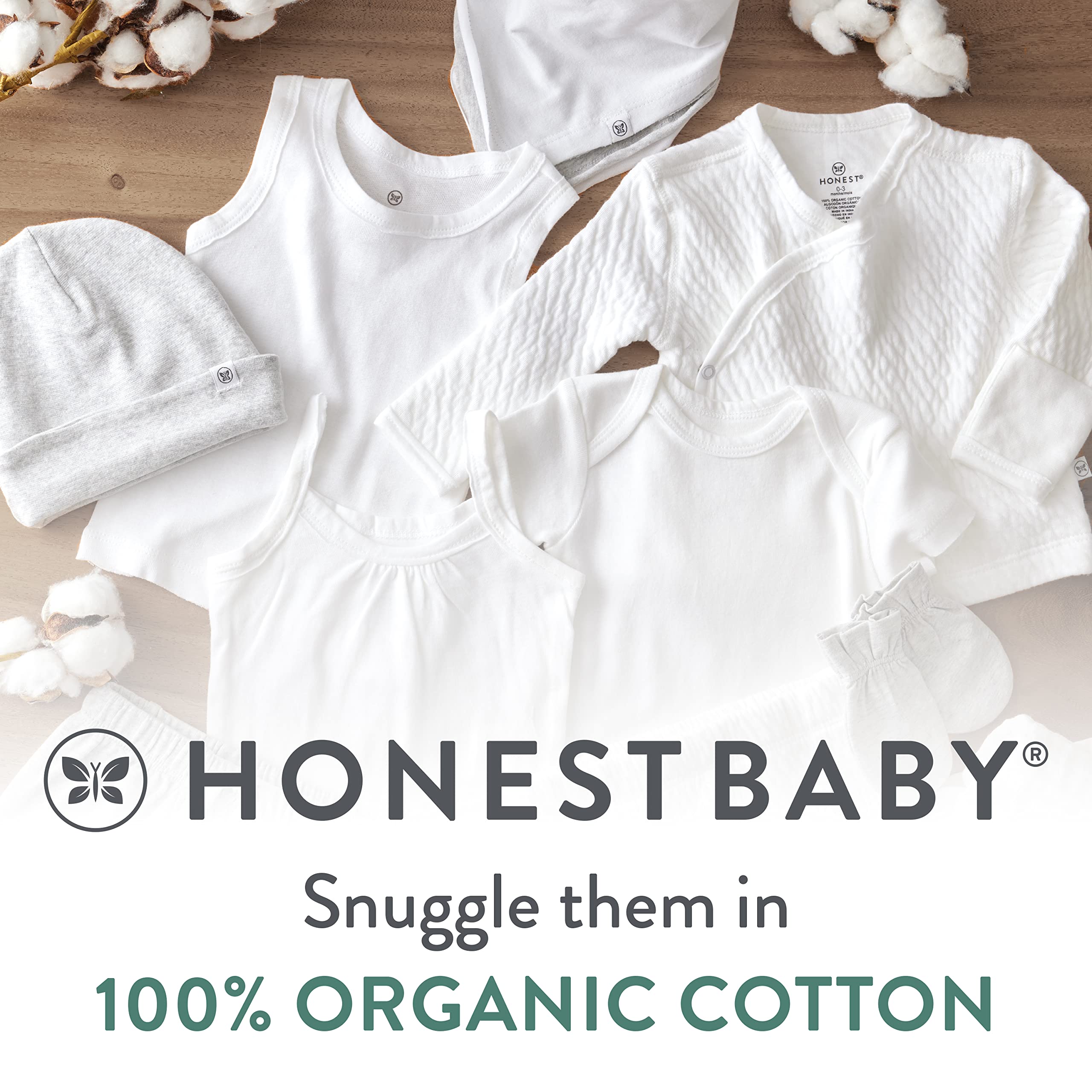 HonestBaby unisex-baby 3-pack Long Sleeve Side-snap Kimono Bodysuits Organic Cotton for Infant Baby Boys, Girls, Unisex