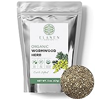 Organic Wormwood Herb 2 oz. (57g), USDA Certified Organic Artemesia absinthium, Wormwood Herb, Wormwood Tea, Worm Wood, Ajenjo Herb, Cut & Sifted