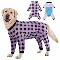 Dog Recovery Suit Full-Zipper After Post-Surgery Large Medium Dogs, Dog Bodysuit for Prevent Licking& Chewing Wounds Onesies Cone Alternative (Purple, 4X-Large)