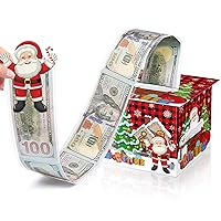 Christmas Money Box for Cash Gift Pull Surprise Christmas Money Holders Cash Gift Boxes Fun DIY Xmas Cash Holders Uniqu Money Ideas for Family Friends Kids Adults Men Women(Red and Black Plaid)