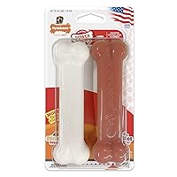 Nylabone Classic Power Chew Toys Twin Pack - Dog Toys for Aggressive Chewers - Indestructible Dog Bones for Medium Dogs - Bacon and Chicken Flavors, Medium/Wolf (2 Count)