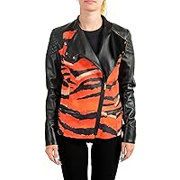 Just Cavalli Women's Multi-Color 100% Leather Bomber Jacket US S IT 40
