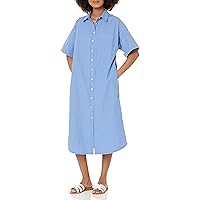 The Drop Women's Marla Drop-Shoulder Short-Sleeve Midi Shirt Dress