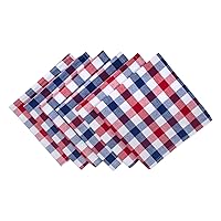 DII 4th of July Tabletop Collection, Napkin Set, Red, White & Blue Check, 6 Piece