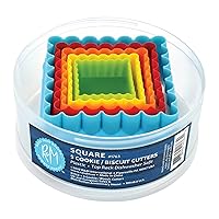 International Square Cookie and Biscuit Cutters, Assorted Sizes, Bright Colors, 5-Piece Set