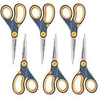 Westcott ‎17597 8-Inch Non-Stick Titanium Scissors For Office and Home, Blue/Gray, 6 Pack