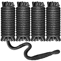 Roohiseng Boat Dock Lines 1/2”X 15’, Double Braided Nylon Boat Ropes for Docking with 12”Loop, 4 Pack Marine Dock Line Premium Mooring Rope for Kayak Pontoon Boats, Boating Gifts for Men