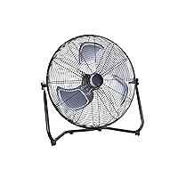 Amazon Basics 20-Inch High-Velocity Industrial Fan with 3 Speeds, Durable Metal Construction and Aluminum Blades,Ideal for Industrial & Commercial Spaces, 30 Watts, Black, 9.45