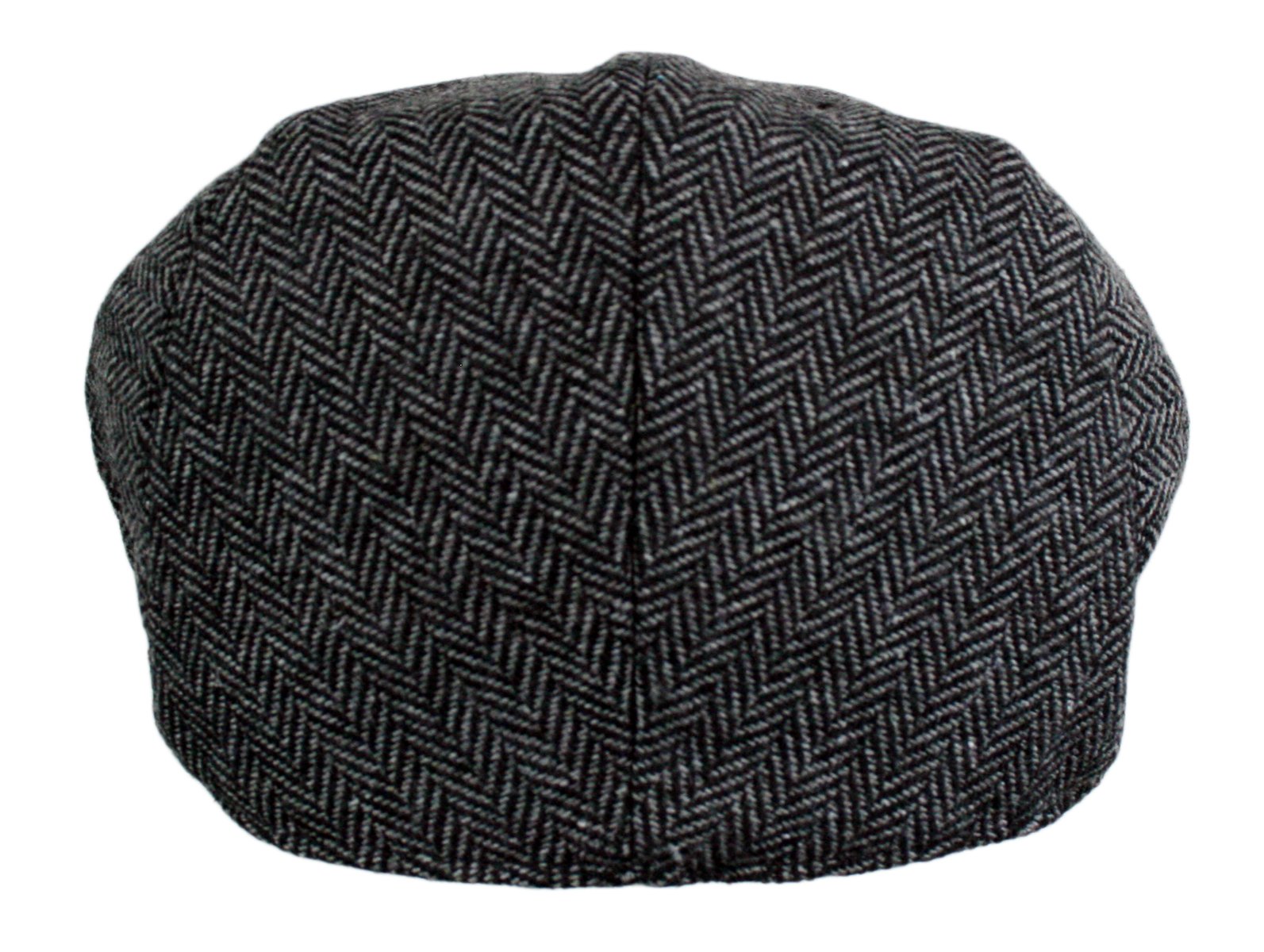 Wonderful Fashion Men's Classic Herringbone Tweed Wool Blend Newsboy Ivy Hat (Large/X-Large, Charcoal)