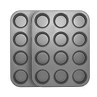 OvenStuff Set of Two Nonstick 12-cup Muffin Pans, Gray, HG230-AZ