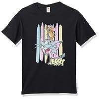 Warner Bros. Men's Tom and Jerry 90's Pastel Sunglasses TJ Short Sleeve Tee Shirt, Black, Large