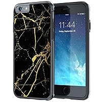 True Color Case Compatible with iPhone 6/S Case, Black & Gold Marble [Stone Texture Collection] Slim Hybrid Hard Back + Soft TPU Bumper Protective Durable [True Protect Series] iPhone 6/6s 4.7