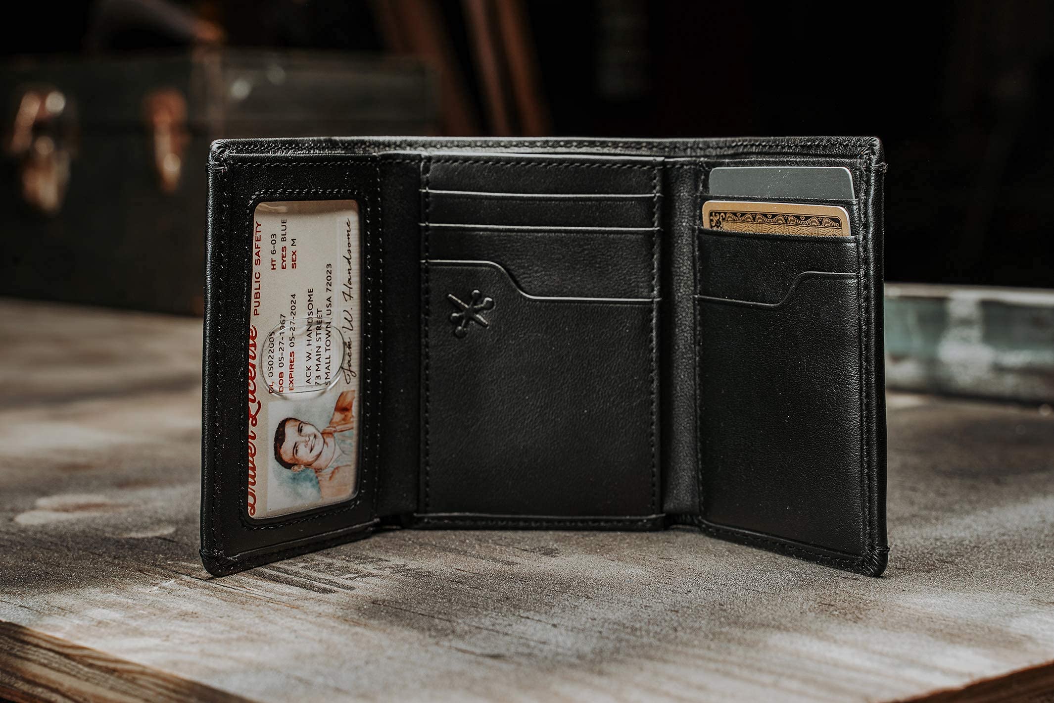 HoJ Co. Eastwood TRIFOLD Wallet | Double Bill Compartment | Extra Capacity Men's Tri fold Wallet | Nappa Full Grain Leather
