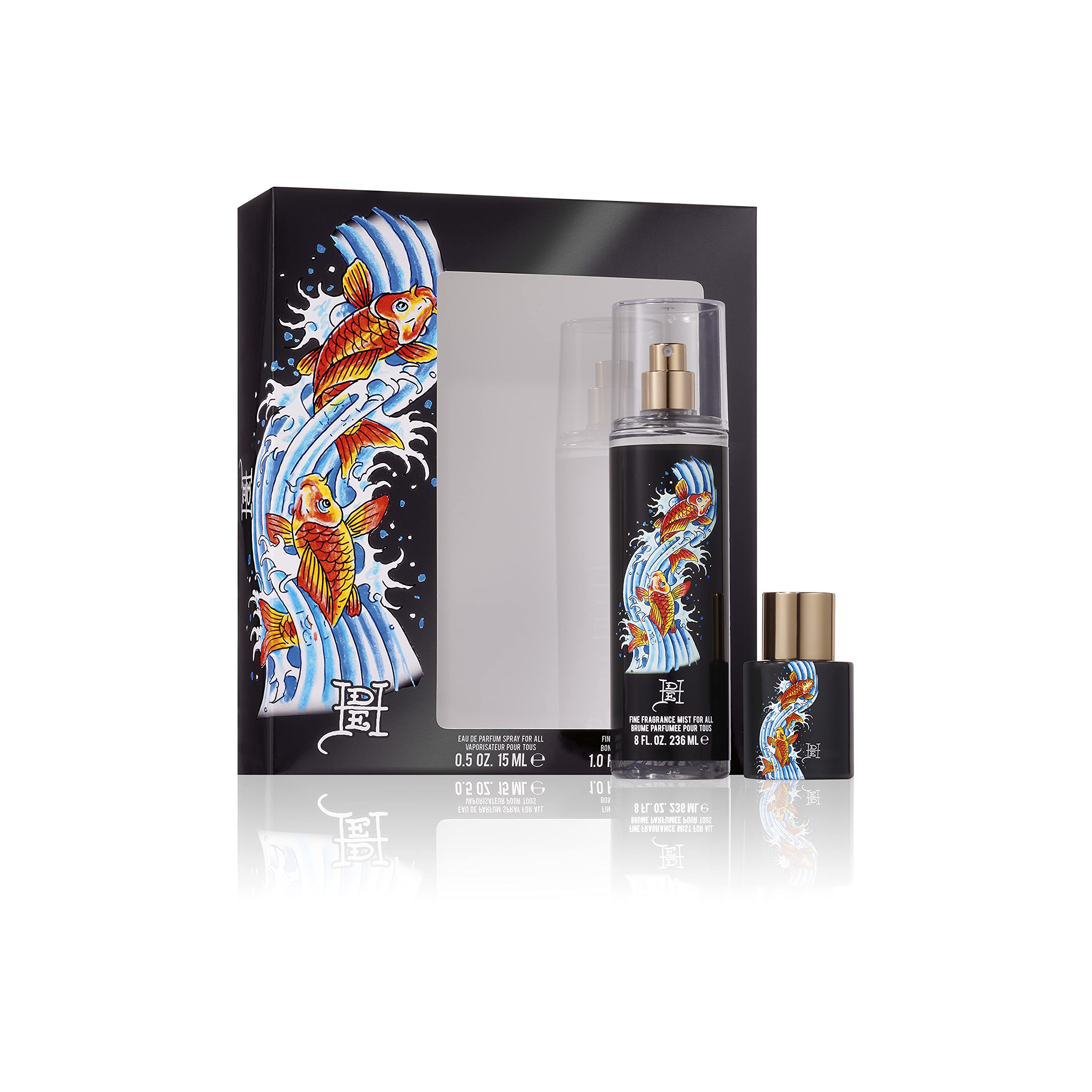 Ed Hardy Koi Wave Eau de Parfum Spray 2 Piece Gift Set, Unisex Fragrance for Men and Women