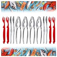 13 Pieces Crab Leg Crackers Set Including 4 Nut Crackers, 4 Lobster Shell Forks, 4 Stainless Steel Forks and 1 Portable Bag, Crab Crackers and Tools, Dishwasher Safe
