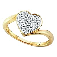 0.1 Carat (Ctw) Yellow-tone Round Diamond Heart Ring 1/10 Ctw, Sterling Silver
