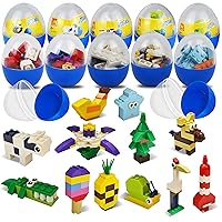 JOYIN 12 Pcs Pre-Filled Easter Eggs with Cute Characters Building Blocks for Kids' Gift, Hunt, Basket Stuffers/Fillers, Party Favor, Classroom Prize Supplies