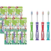 GUM Monsterz Children and Toddler Toothbrush , Soft Bristled Kids’ Toothbrush with Suction Cup , For Ages 2+, 2ct (6pk)