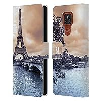 Head Case Designs Paris City Skylines Leather Book Wallet Case Cover Compatible with Motorola Moto E7 Plus
