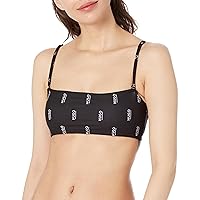 HUGO Women's Standard Allover Logo Cut-Out One Shoulder Bikini Top